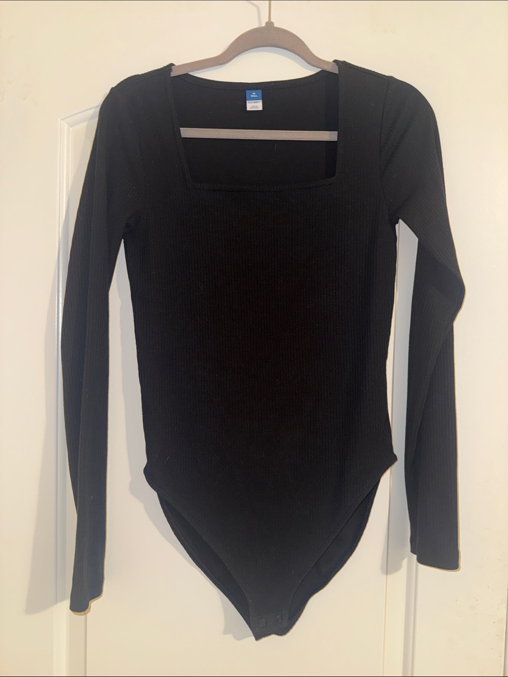Old Navy Black Waffle-Knit Long Sleeve Bodysuit